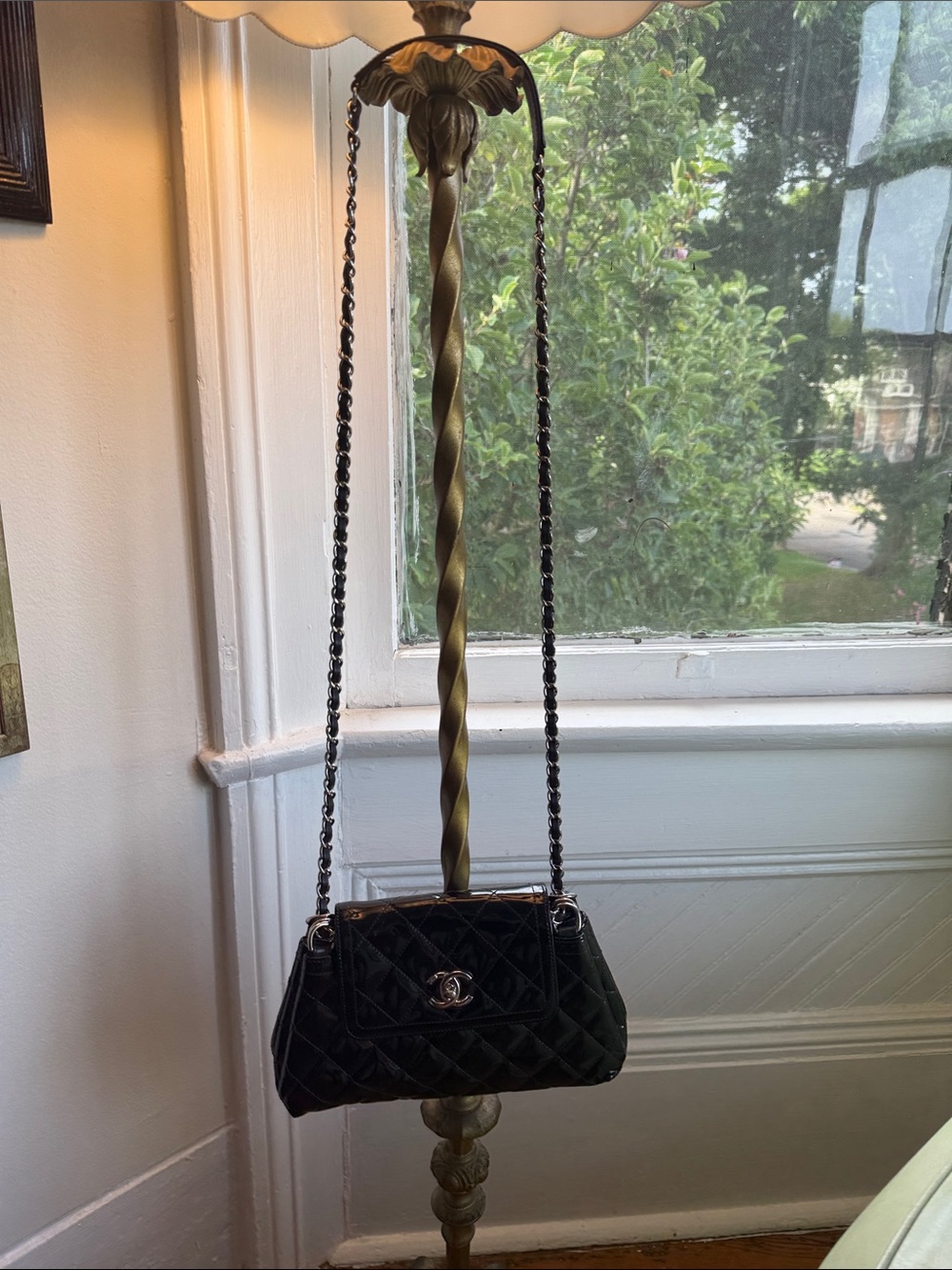 CHANEL Quilted Patent Coco Shine Large Accordion Shoulder Bag with Chain Strap - Picture 2 of 10